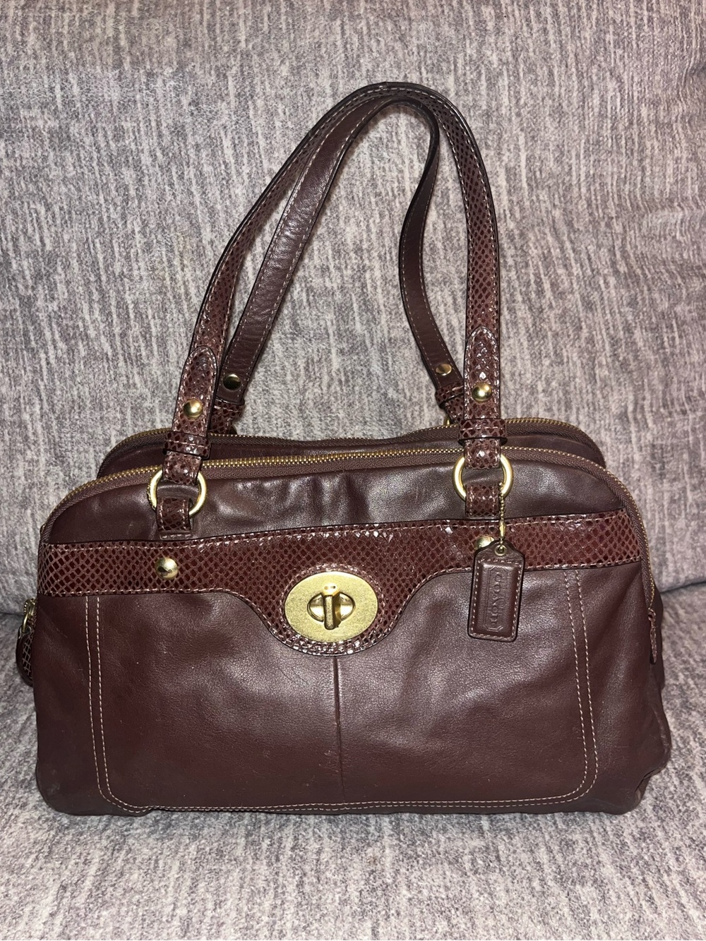 Vintage Y2K Brown Coach Penelope Turn-Lock Bag